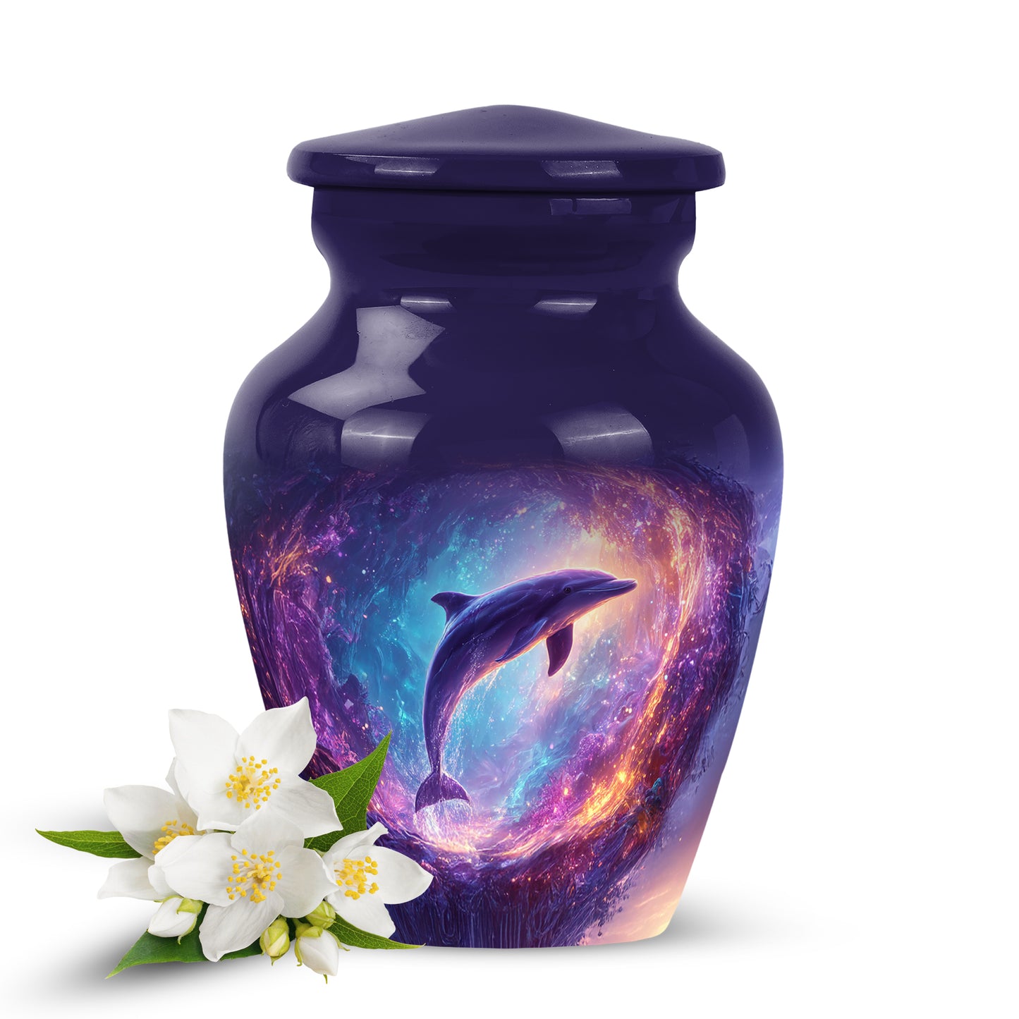 Blue Dolphin Cremation Urns - Opulent Honor 10-inch, 200 cu in - Yatskia