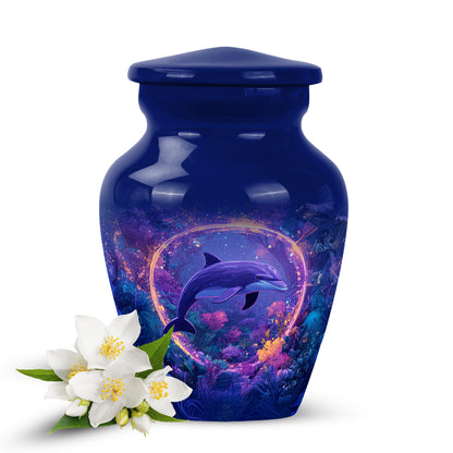 Harmonious Dolphin Cremation Urns for Human Ashes - Blue 10-inch - Yatskia