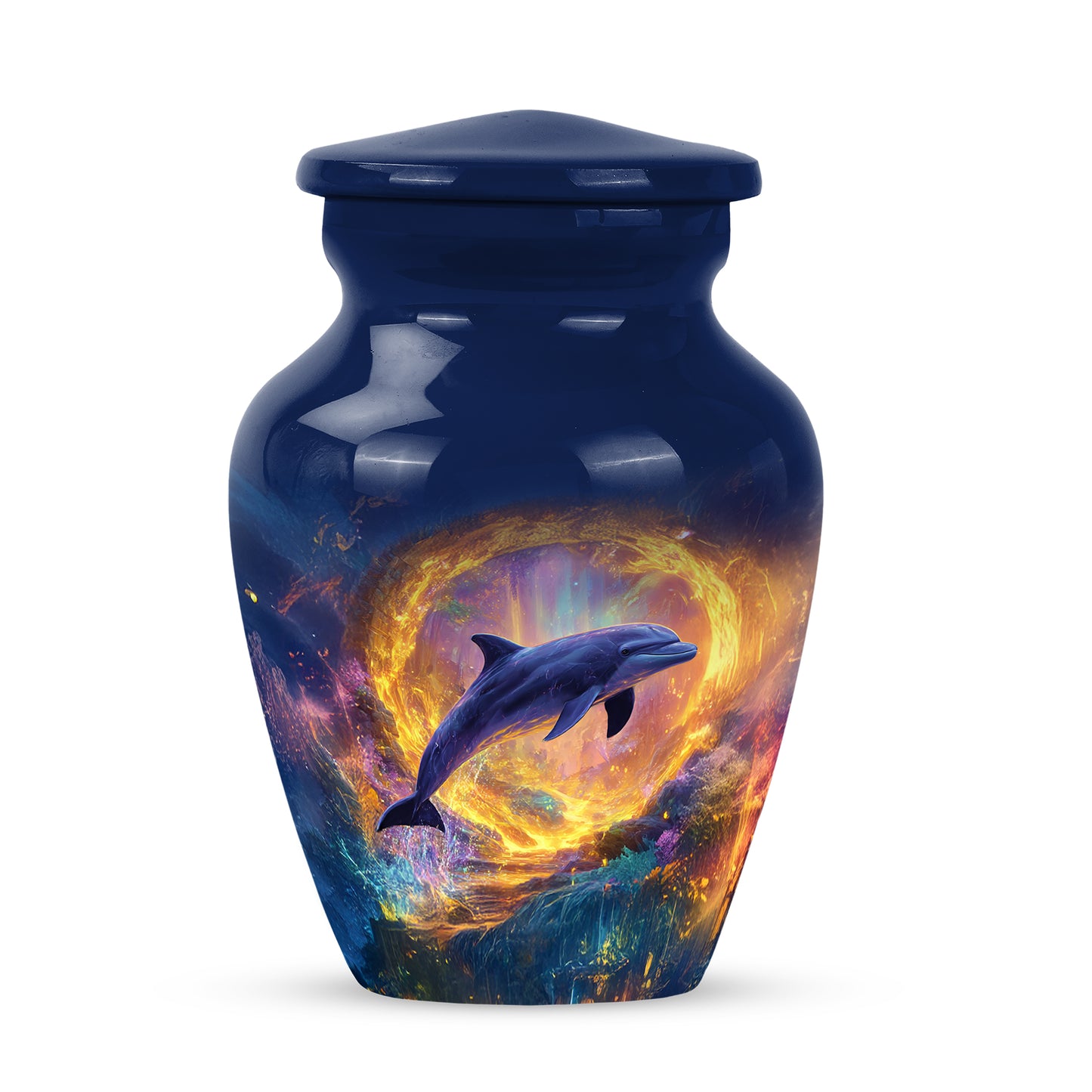 Personalized Blue Dolphin Cremation Urns for Ashes - Captivating 10-inch - Yatskia