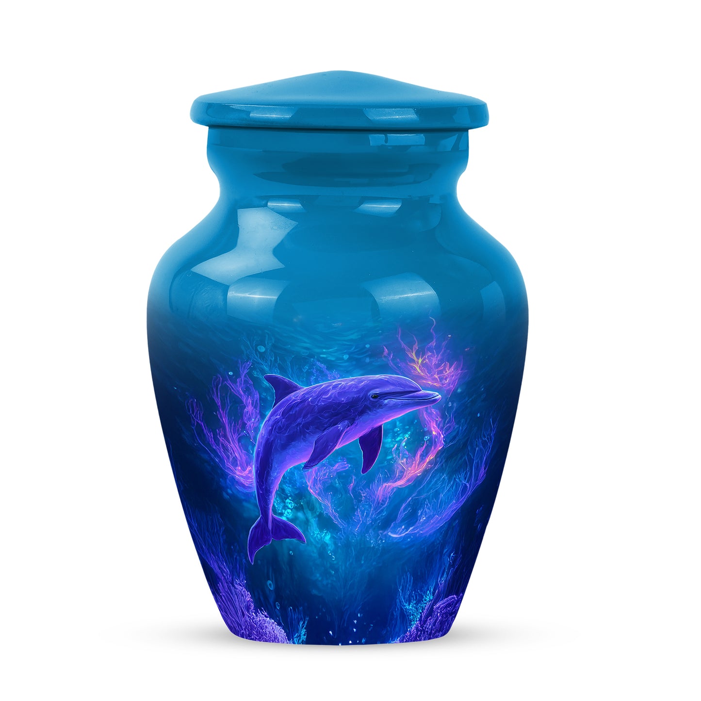 Personalized Blue Dolphin Cremation Urns for Ashes - Transcendent 10-inch - Yatskia