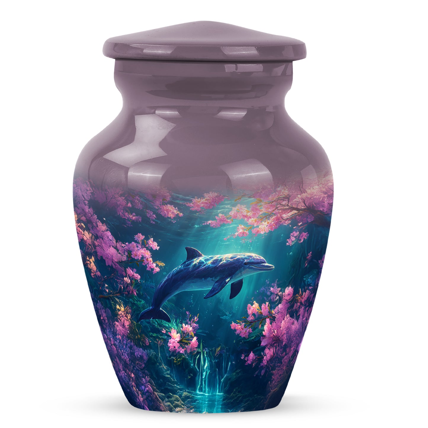 Pink Dolphin Keepsake Cremation Urns for Human Ashes - 10-inch, 200 cu in - Yatskia