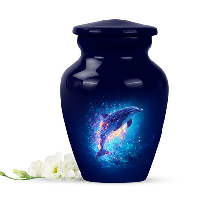 Blue Dolphin Cremation Urns - Honored Haven 10-inch, 200 cu in - Yatskia