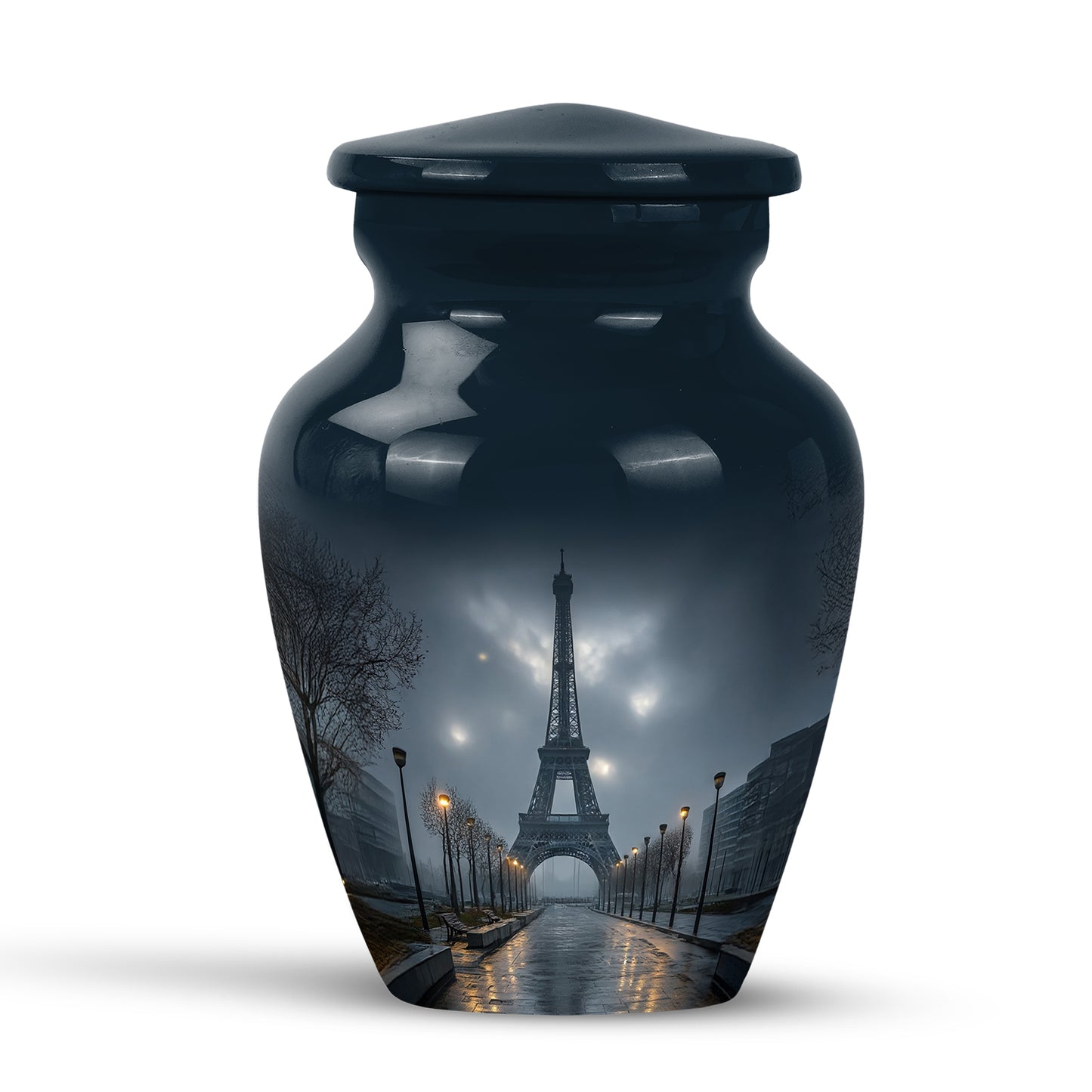 Blue Eiffel Tower Blessing Cremation Urns for Human Ashes - 10-inch, 200 cu in - Yatskia