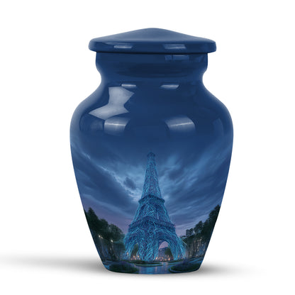 Divine Blue Eiffel Tower Cremation Urn for Ashes - 10-inch, 200 cu in - Yatskia