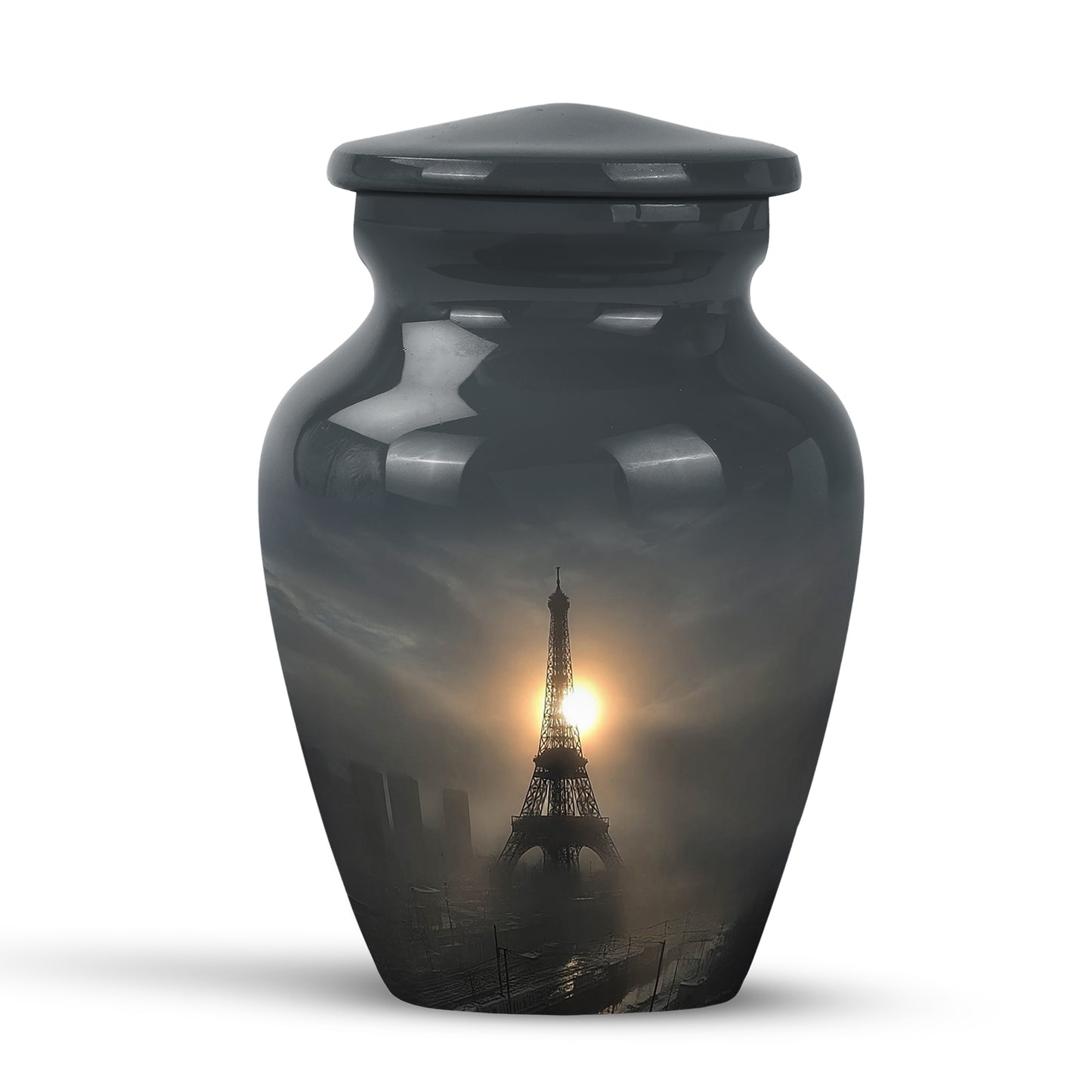 Black Eiffel Tower Remembrance Cremation Urns for Human Ashes - 10-inch, 200 cu in - Yatskia