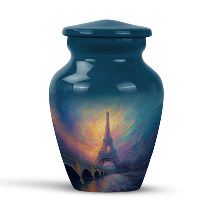 Inspiring Blue Eiffel Tower Devotion Urn for Human Ashes - 10-inch, 200 cu in - Yatskia
