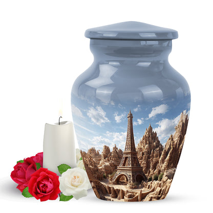 Divine Blue Eiffel Tower Cremation Urn for Ashes - 10-inch, 200 cu in - Yatskia