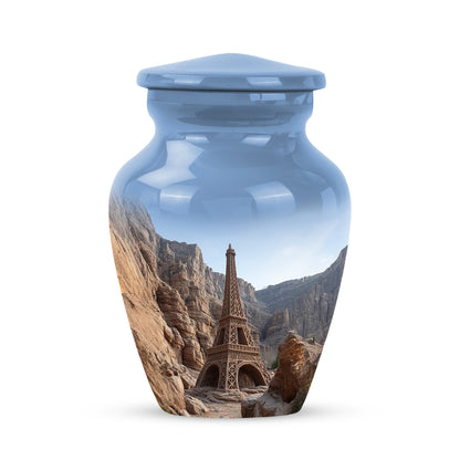 Lustrous Eiffel Tower Cremation Urns for Human Ashes - Blue 10-inch - Yatskia