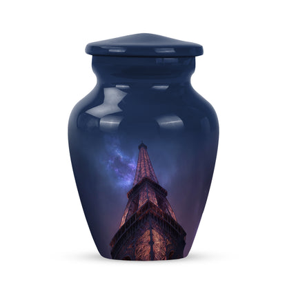 Personalized Eiffel Tower Cremation Urns - Wondrous Blue 10-inch, 200 cu in - Yatskia
