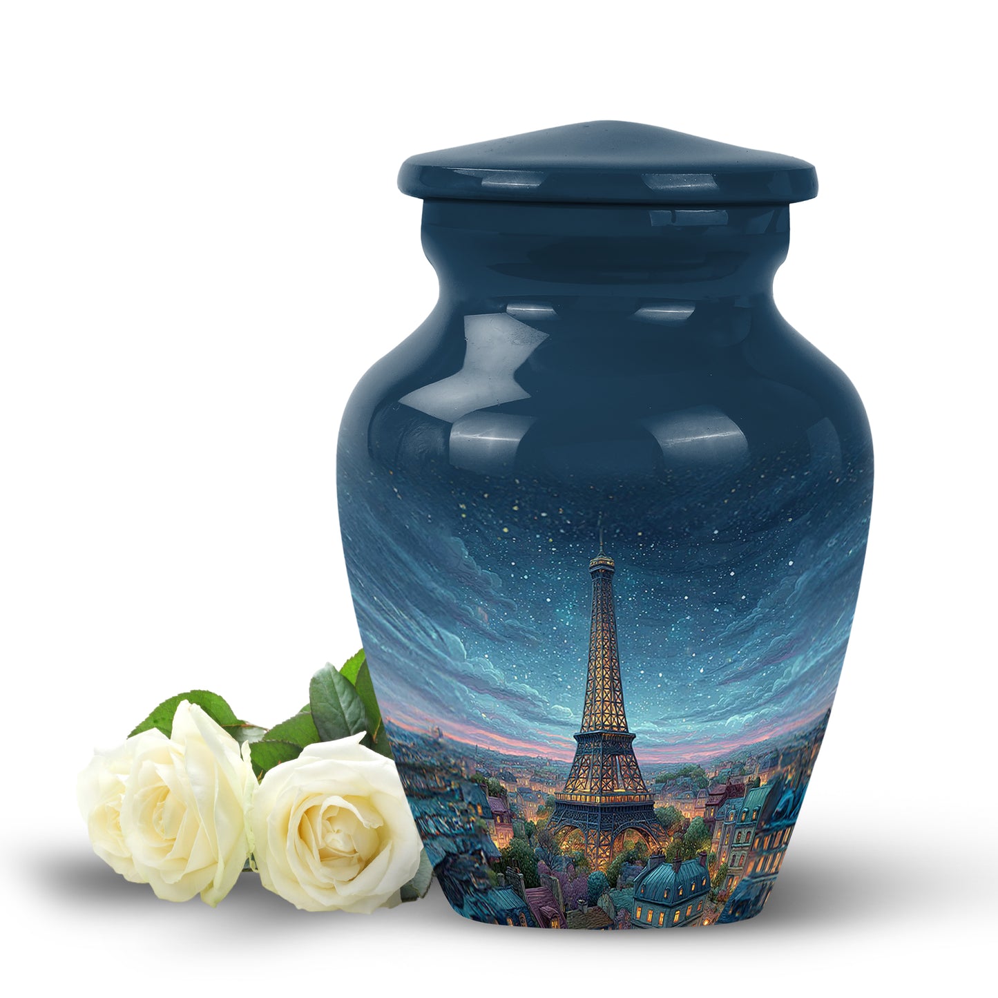 Stunning Blue Eiffel Tower Remembrance Urn for Human Ashes - 10-inch, 200 cu in - Yatskia