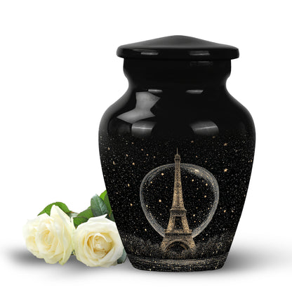 Dignified Black Eiffel Tower Cremation Urn for Ashes - 10-inch, 200 cu in - Yatskia