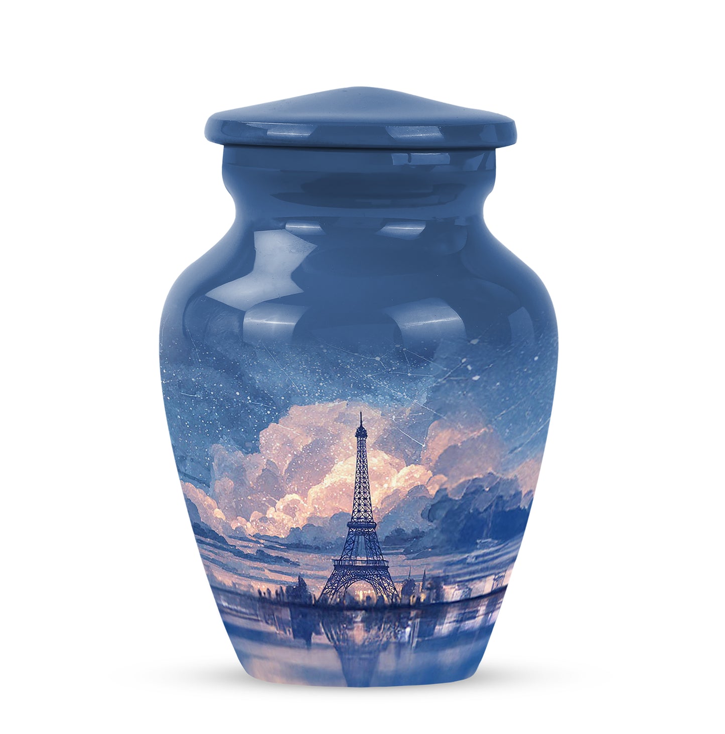 Blue Stately Eiffel Tower Cremation Urns for Human Ashes - 10-inch, 200 cu in - Yatskia