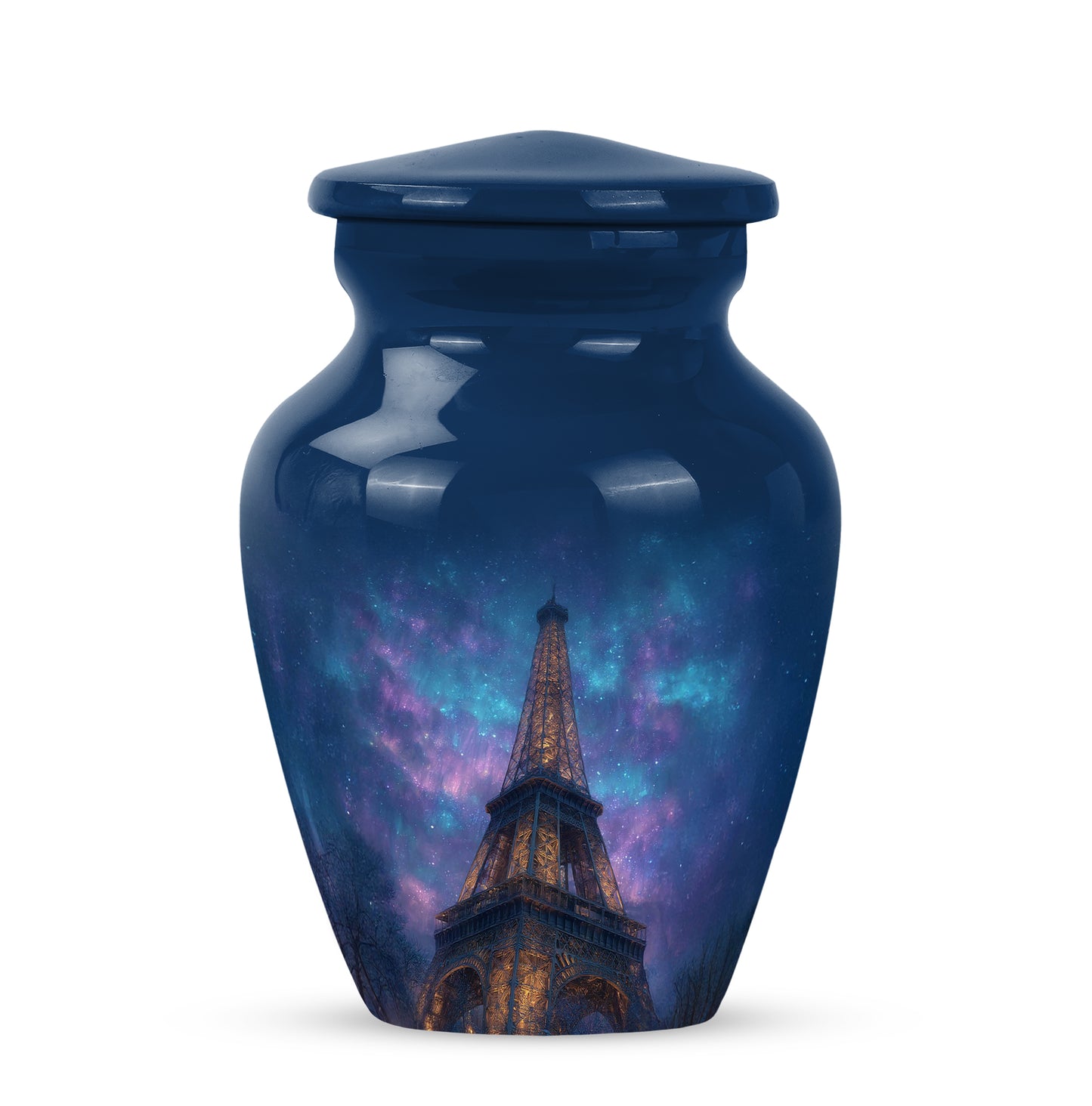 Personalized Blue Cherished Eiffel Tower Cremation Urns for Human Ashes - 10-inch, 200 cu in - Yatskia