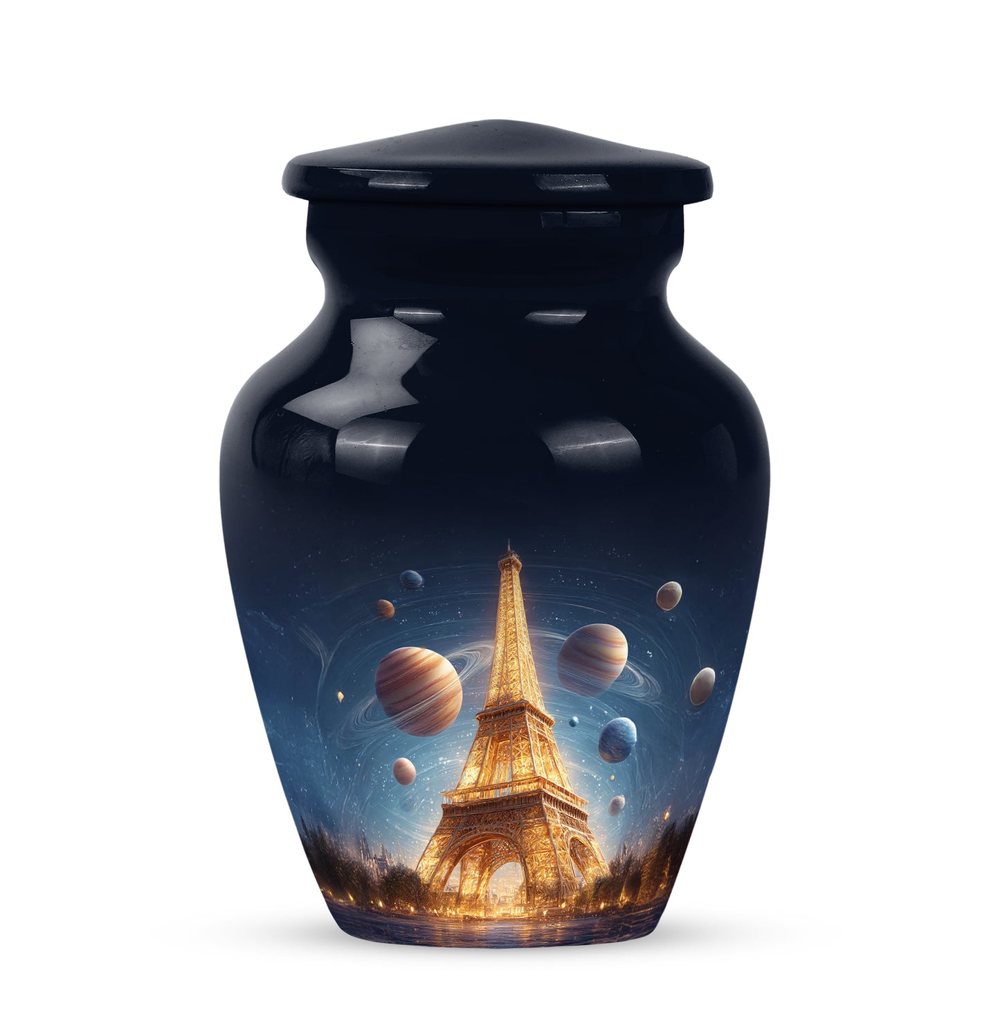 Lustrous Eiffel Tower Cremation Urns for Human Ashes - Blue 10-inch - Yatskia