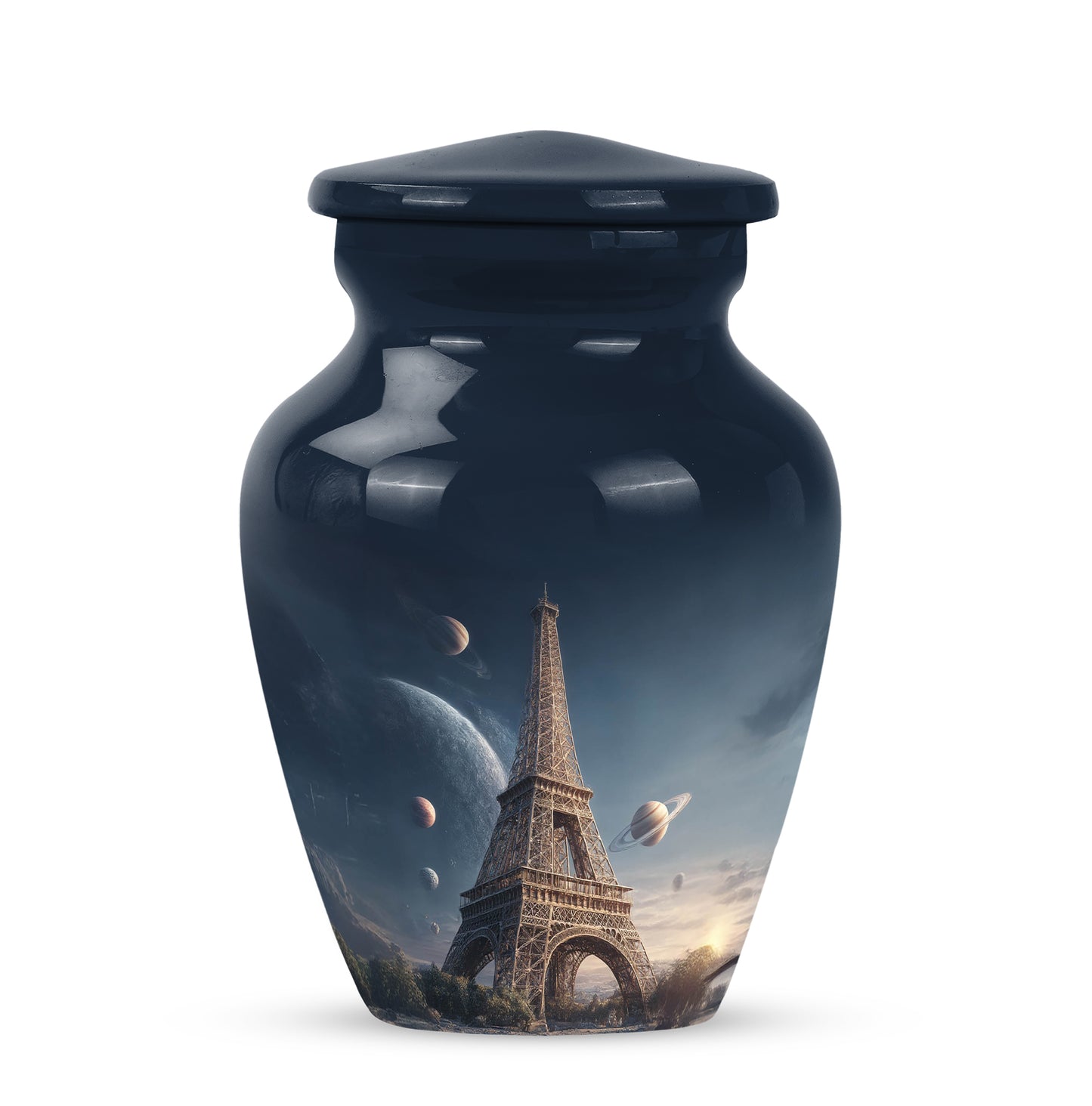 Blue Eiffel Tower Cremation Urns - Honored Dedication 10-inch, 200 cu in - Yatskia