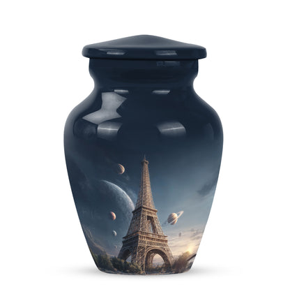 Blue Eiffel Tower Cremation Urns - Honored Dedication 10-inch, 200 cu in - Yatskia