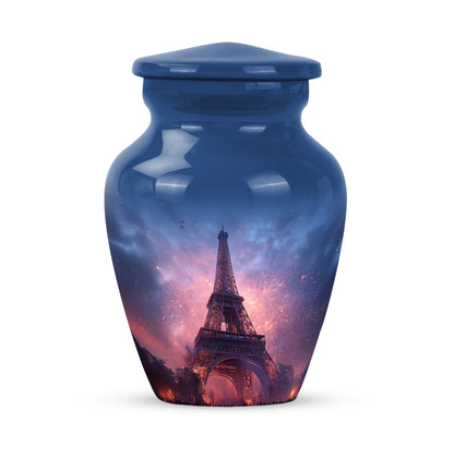 Inspiring Blue Eiffel Tower Tribute Urn for Human Ashes - 10-inch, 200 cu in - Yatskia