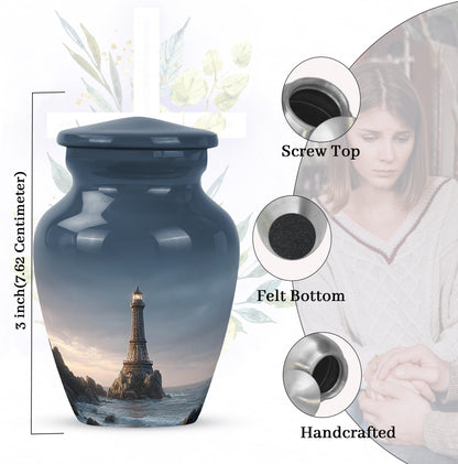 Calming Blue Eiffel Tower Cremation Urn close-up of engraving and surface detail - traditional eiffel tower engraving with hand-polished finish - mini keepsake memorial for portion of cremation ashes