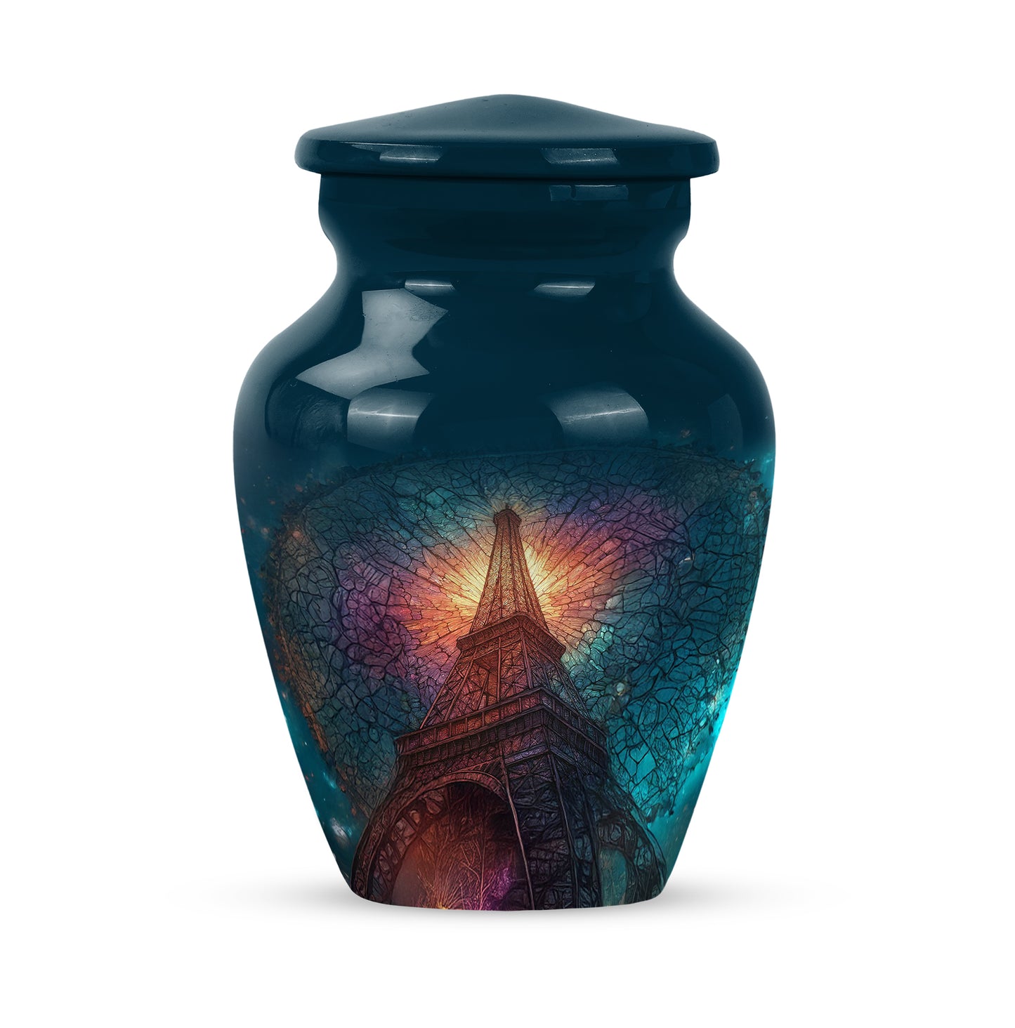 Personalized Elegant Eiffel Tower Cremation Urns - Blue 10-inch, 200 cu in - Yatskia
