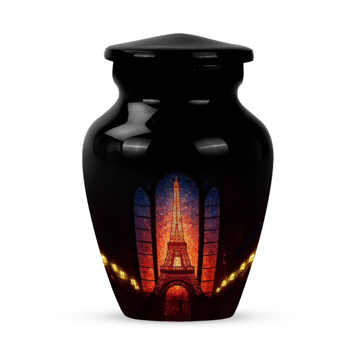 Black Eiffel Tower Promise Cremation Urns for Human Ashes - 10-inch, 200 cu in - Yatskia