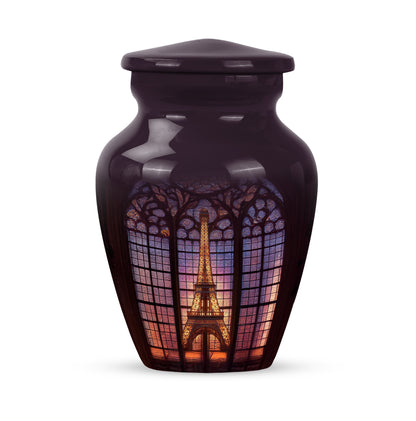Dignified Black Eiffel Tower Cremation Urn for Ashes - 10-inch, 200 cu in - Yatskia
