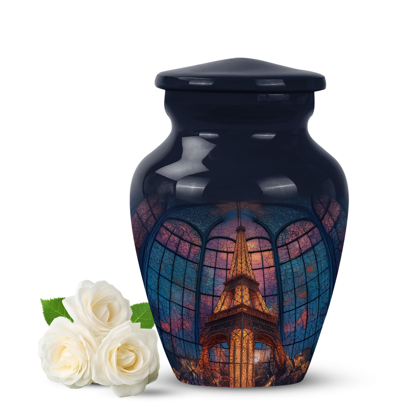 Personalized Blue Eiffel Tower Cremation Urns for Ashes - Transcendent 10-inch - Yatskia