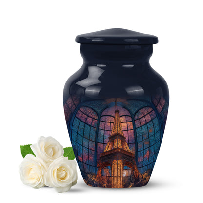 Personalized Blue Eiffel Tower Cremation Urns for Ashes - Transcendent 10-inch - Yatskia