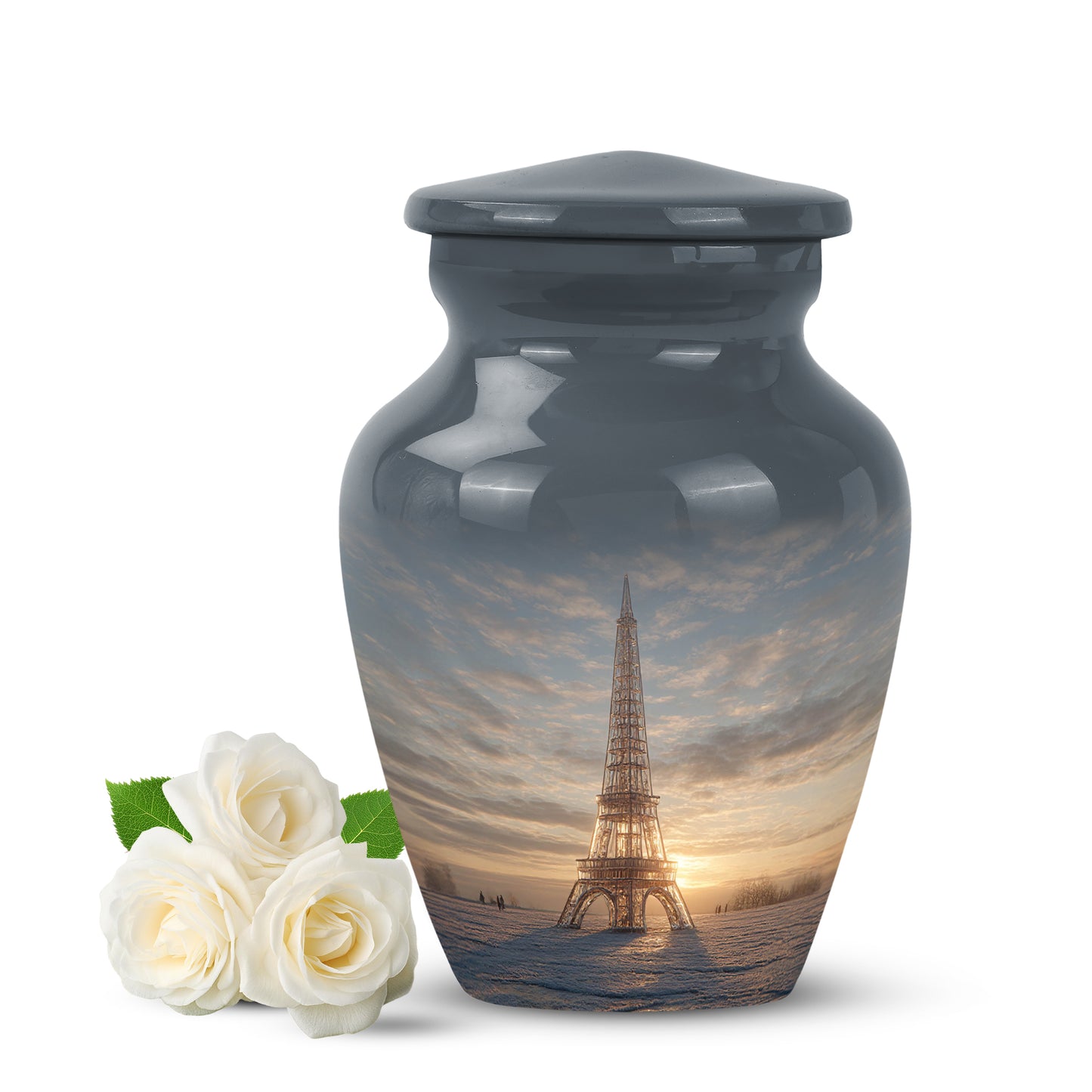 Personalized Eiffel Tower Cremation Urns - Soothing Gray 10-inch, 200 cu in - Yatskia