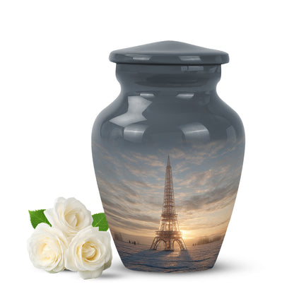 Personalized Eiffel Tower Cremation Urns - Soothing Gray 10-inch, 200 cu in - Yatskia