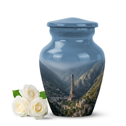 Personalized Eiffel Tower Cremation Urns - Tranquil Blue 10-inch, 200 cu in - Yatskia