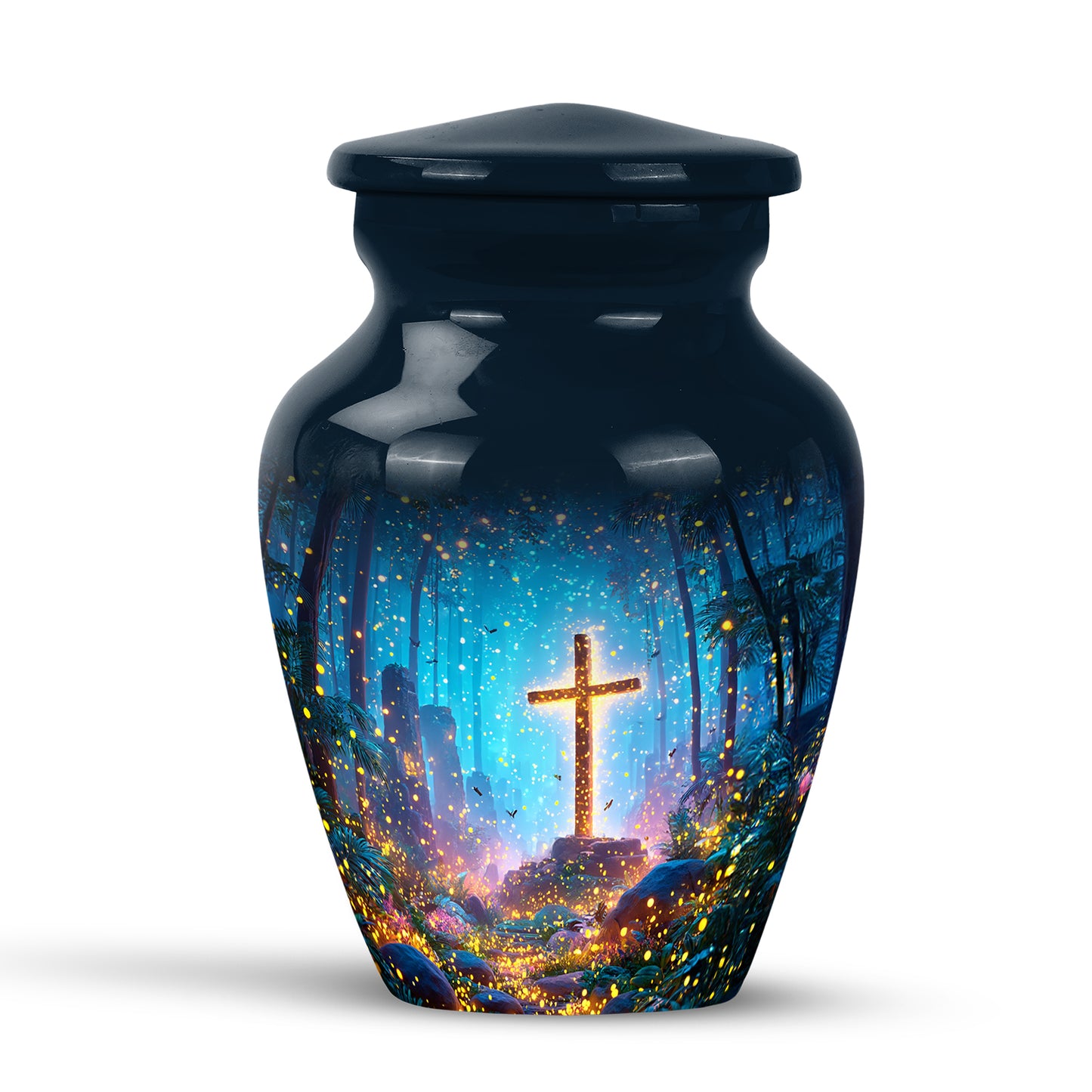 Personalized Blue Cross Cremation Urns for Ashes - Enchanting 10-inch - Yatskia