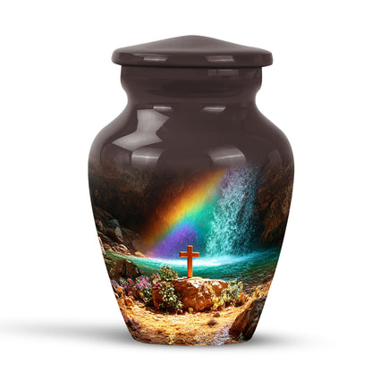 Personalized Red Cherished Cross Cremation Urns for Human Ashes - 10-inch, 200 cu in - Yatskia