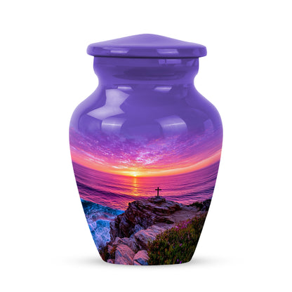 Personalized Cross Cremation Urns - Wondrous Blue 10-inch, 200 cu in - Yatskia