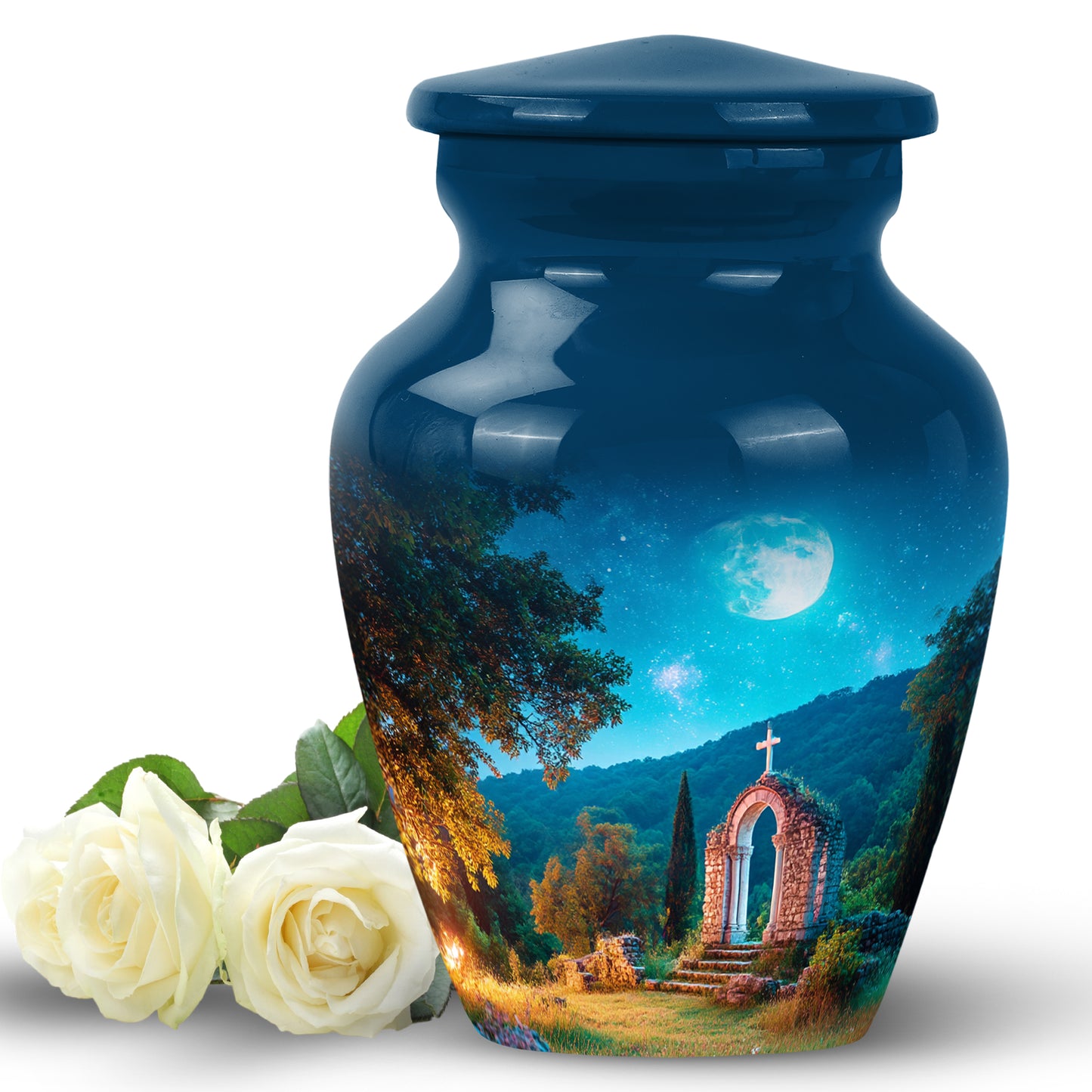 Blue Cross Cremation Urns - Imperial Testament 10-inch, 200 cu in - Yatskia