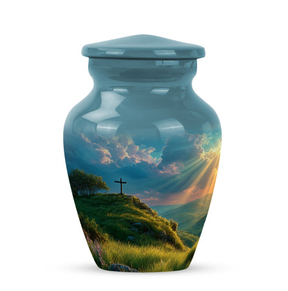 Remarkable Cross Memorial Cremation Urns - Teal - Yatskia