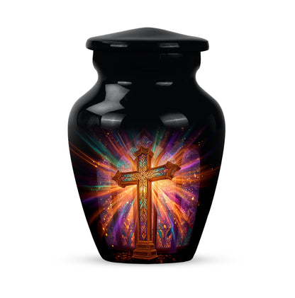 Personalized Magnificent Cross Cremation Urns - Black 10-inch, 200 cu in - Yatskia