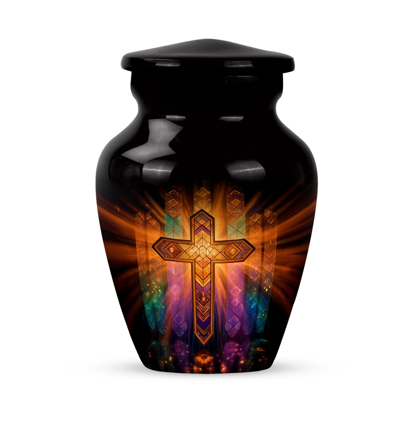 Divine Black Cross Cremation Urn for Ashes - 10-inch, 200 cu in - Yatskia