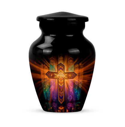 Divine Black Cross Cremation Urn for Ashes - 10-inch, 200 cu in - Yatskia