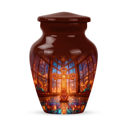 Personalized Red Cross Cremation Urns for Ashes - Transcendent 10-inch - Yatskia