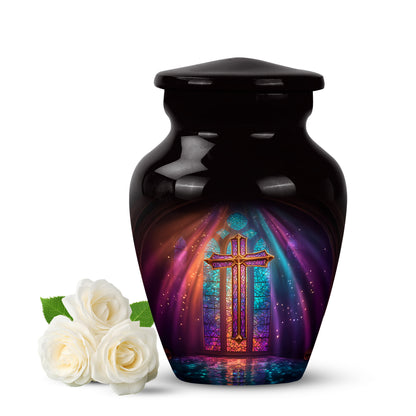 Personalized Eternal Cross Cremation Urns - Black 10-inch, 200 cu in - Yatskia