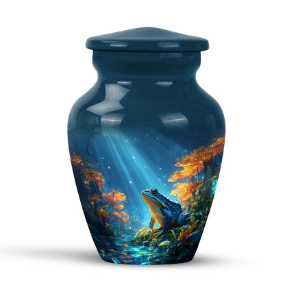 Personalized Blue Cherished Frog Cremation Urns for Human Ashes - 10-inch, 200 cu in - Yatskia