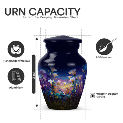 Royal Blue Frog Cremation Urn close-up of engraving and surface detail - traditional frog engraving with hand-polished finish - mini keepsake memorial for portion of cremation ashes