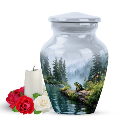 Personalized Silver Frog Cremation Urns for Ashes - Transcendent 10-inch - Yatskia