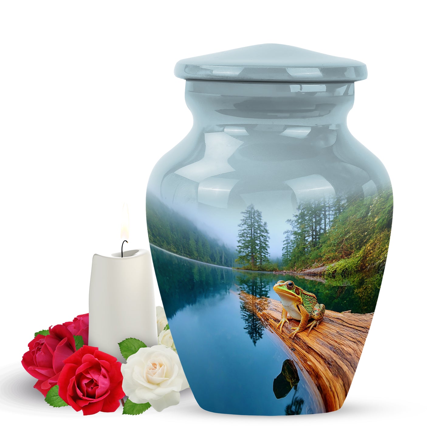 Personalized Blue Frog Cremation Urns for Ashes - Majestic 10-inch - Yatskia