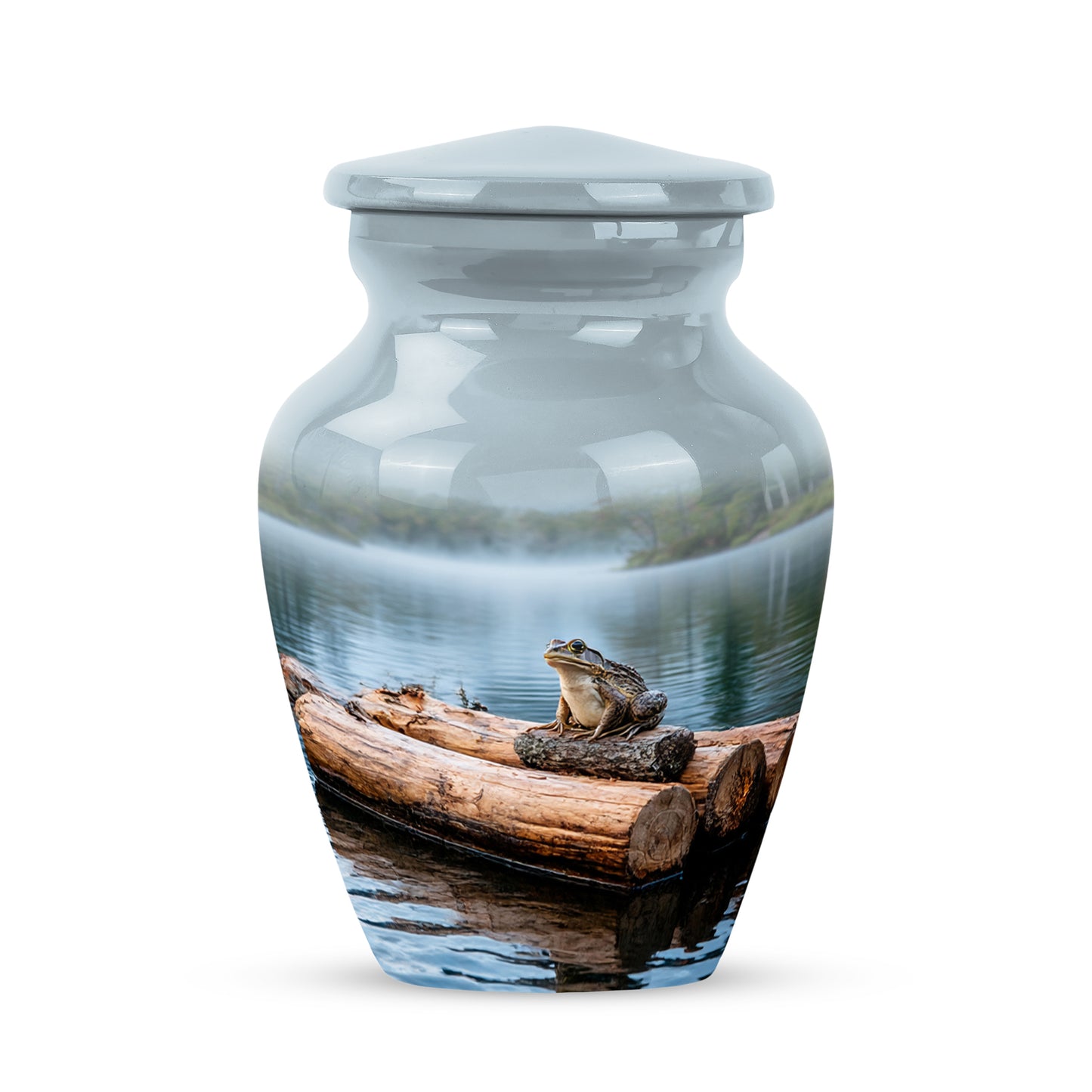 Personalized Silver Cherished Frog Cremation Urns for Human Ashes - 10-inch, 200 cu in - Yatskia