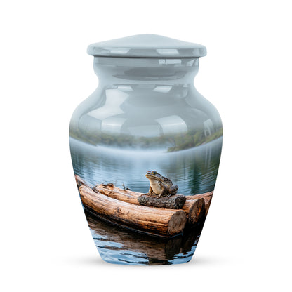 Personalized Silver Cherished Frog Cremation Urns for Human Ashes - 10-inch, 200 cu in - Yatskia