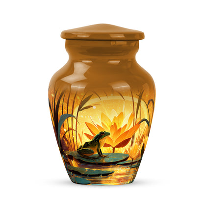 Gold Frog Cremation Urns - Opulent Embrace 10-inch, 200 cu in - Yatskia