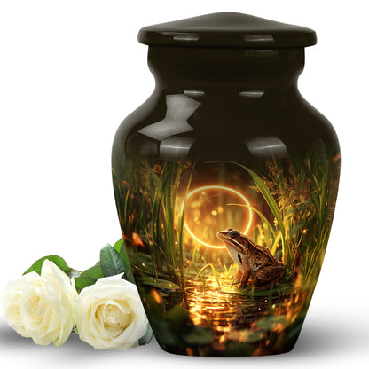 Personalized Frog Cremation Urns - Pristine Gold 10-inch, 200 cu in - Yatskia
