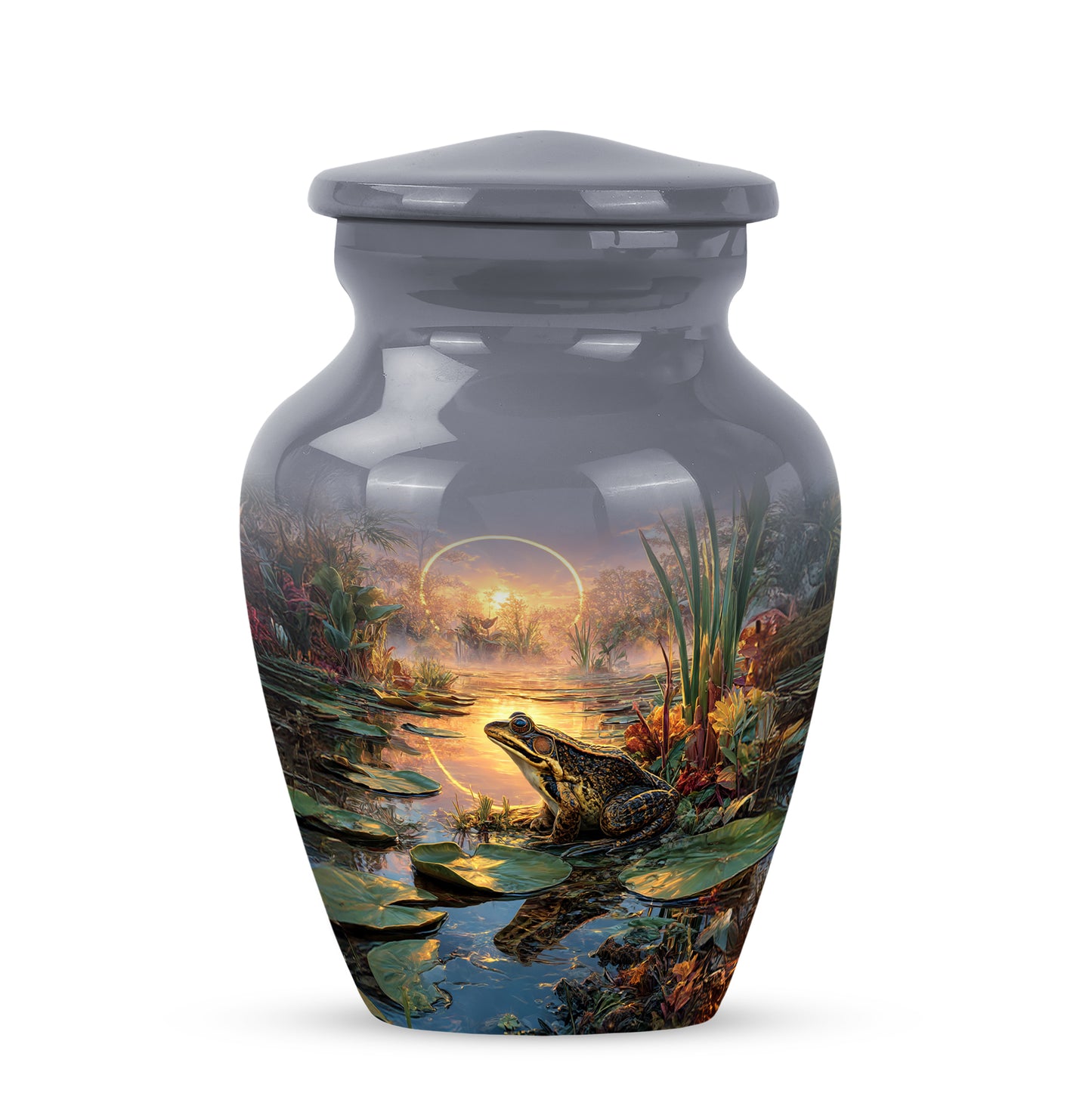 Personalized Gray Frog Cremation Urns for Ashes - Enchanting 10-inch - Yatskia
