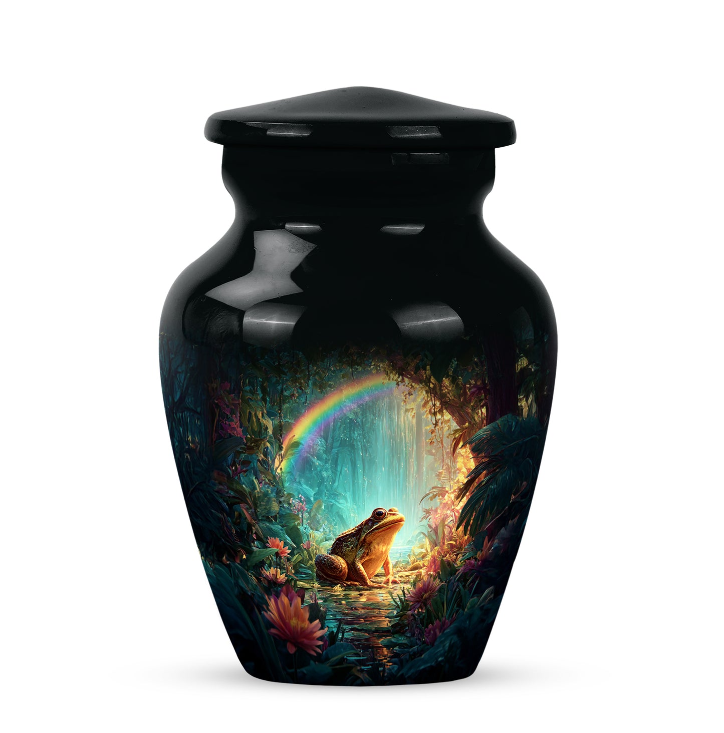 Illustrious Frog Memorial Cremation Urns - Black 10-inch, 200 cu in - Yatskia